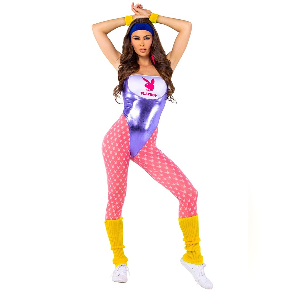 Women's 1980s Playboy Workout Costume